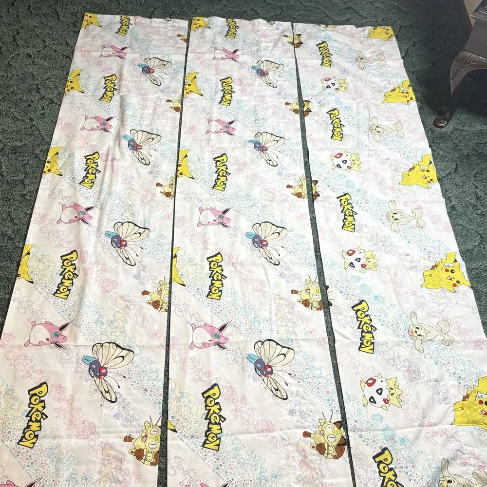Pokémon 1995-1998 Curtains Toppers Set Of 3 LONG 84